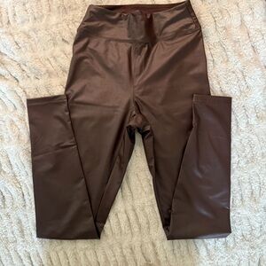 Aerie Faux Leather High-Waist Leggings — Deep Chocolate Brown